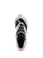 Damskie buty motocyklowe Alpinestars CR-X Drystar®, biało-szaro-czarne z różowymi akcentami Diva Pink, widok z góry podkreślający sznurowanie i wewnętrzną wyściółkę, design inspirowany butami do biegania, wodoodporne obuwie motocyklowe