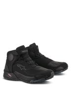 Alpinestars CR-X Drystar® Riding Shoes, Waterproof Motorcycle Shoes, Black Black, athletic design with running shoe fit, featuring internal ankle discs, gear shift reinforcement, and rugged rubber outsole for urban riding and walking comfort
