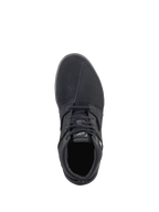 Alpinestars Primer Riding Shoes, Black, top-down view, casual urban motorcycle footwear featuring a mixed-material upper with suede and mesh panels, lace-up closure, and a white Alpinestars logo on the tongue