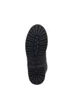 Alpinestars Turnstone Shoes, czarne, widok od dołu wytrzymałej gumowej podeszwy zewnętrznej z głębokim bieżnikiem w kształcie gwiazdy i wytłoczonym logo Alpinestars, wytrzymałe miejskie obuwie motocyklowe