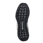 Buty Alpinestars Meta Road V2, widok na podeszwę zewnętrzną od dołu, czarno-szary wzór bieżnika w stylu kamuflażu z wypustkami, białe logo Alpinestars, wytrzymała gumowa podeszwa zapewniająca przyczepność w każdym terenie