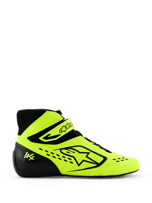Alpinestars Tech-1 KX V3 Shoes, FIA Certified Karting Racing Shoes, Fluorescent Yellow and Black, High-Top Design with Ankle Strap, Reinforced Heel, Breathable Perforations