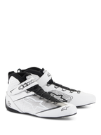 Buty Alpinestars Tech-1 Z V3 FIA, buty do wyścigów samochodowych, biało-czarne, wykonane z najwyższej jakości skóry bydlęcej z perforowanymi panelami, system szybkiego sznurowania z bezpiecznym paskiem na rzep, smukły, profesjonalny design motorsportowy