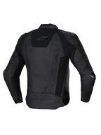 Kurtka skórzana Alpinestars Missile V3, męska kurtka motocyklowa wyścigowa, widok z tyłu, czarna, wysokiej jakości skóra bydlęca z panelami stretch i certyfikowaną ochroną CE
