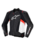 Kurtka skórzana Alpinestars Missile V3, męska kurtka motocyklowa sportowa, czarna z białymi i czerwonymi akcentami, certyfikowana CE