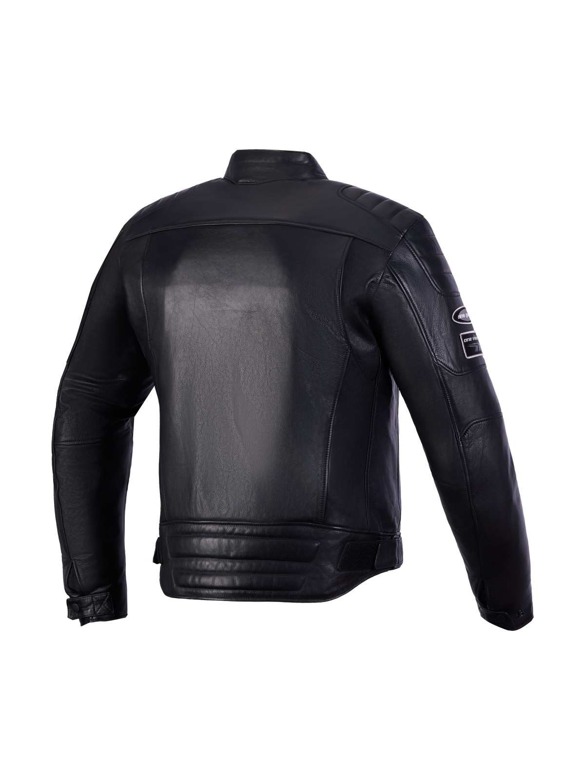 Alpinestars Revern Kurtka skórzana, męska czarna motocyklowa kurtka skórzana, widok z tyłu przedstawiający konstrukcję z wysokiej jakości skóry bydlęcej, klasyczny styl heritage oraz wyściółkę na ramionach i łokciach