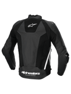 Alpinestars Skórzana Kurtka Missile V3 Airflow, męska motocyklowa kurtka wyścigowa, tył, czarna i biała, perforowana skóra premium z panelami stretch i logiem z tyłu