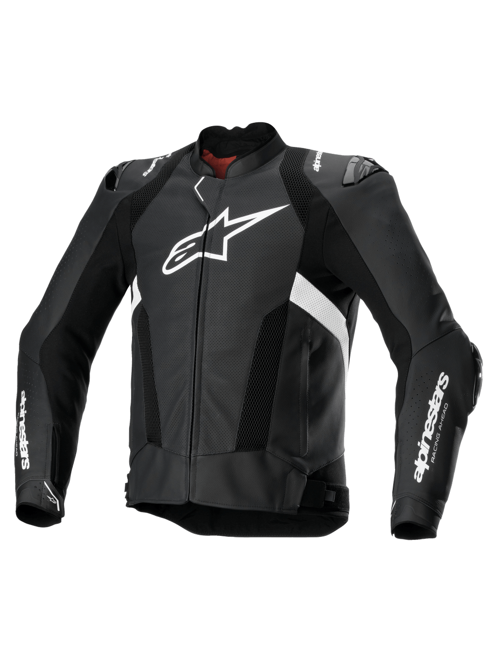 Alpinestars Skórzana Kurtka Missile V3 Airflow, męska perforowana motocyklowa kurtka sportowa w kolorze czarnym i białym, skóra bydlęca premium z ochraniaczami ramion i łokci oraz kompatybilnością z Tech-Air