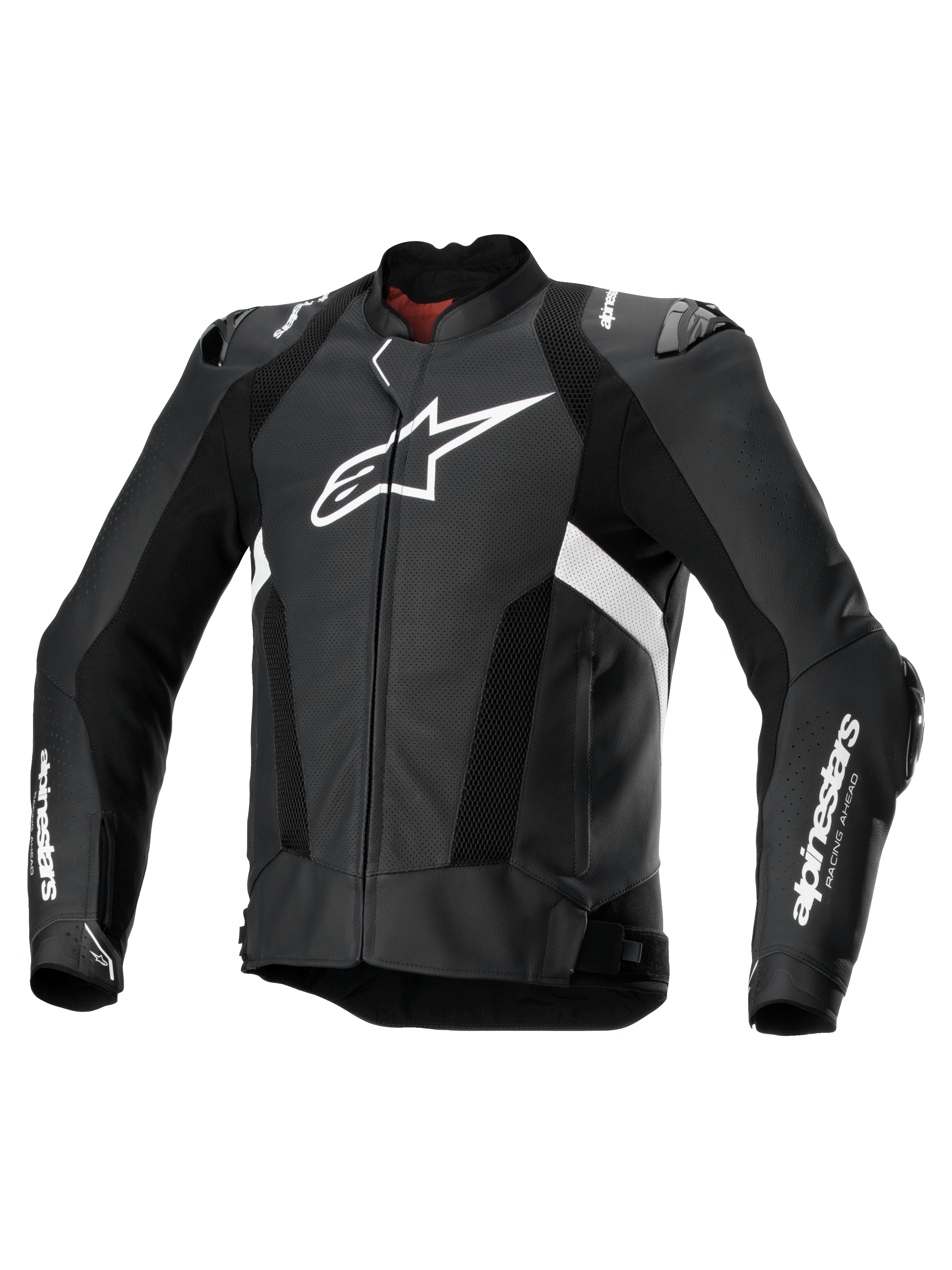 Alpinestars Skórzana Kurtka Missile V3 Airflow, męska perforowana motocyklowa kurtka sportowa w kolorze czarnym i białym, skóra bydlęca premium z ochraniaczami ramion i łokci oraz kompatybilnością z Tech-Air