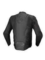 Alpinestars Kurtka Dusk Skórzana, męska kurtka motocyklowa, czarna, skóra premium, widok z tyłu z elastycznymi panelami.