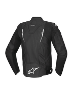 Alpinestars Kurtka Dusk Skórzana, męska kurtka wyścigowa, czarna i biała, skóra bydlęca, widok z tyłu, Tech-Air Ready
