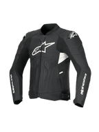 Alpinestars Kurtka Dusk Airflow Skórzana, męska motocyklowa kurtka skórzana w kolorze czarnym i białym, rozległe perforacje, ochraniacze ramion DFS, certyfikat CE klasy AA