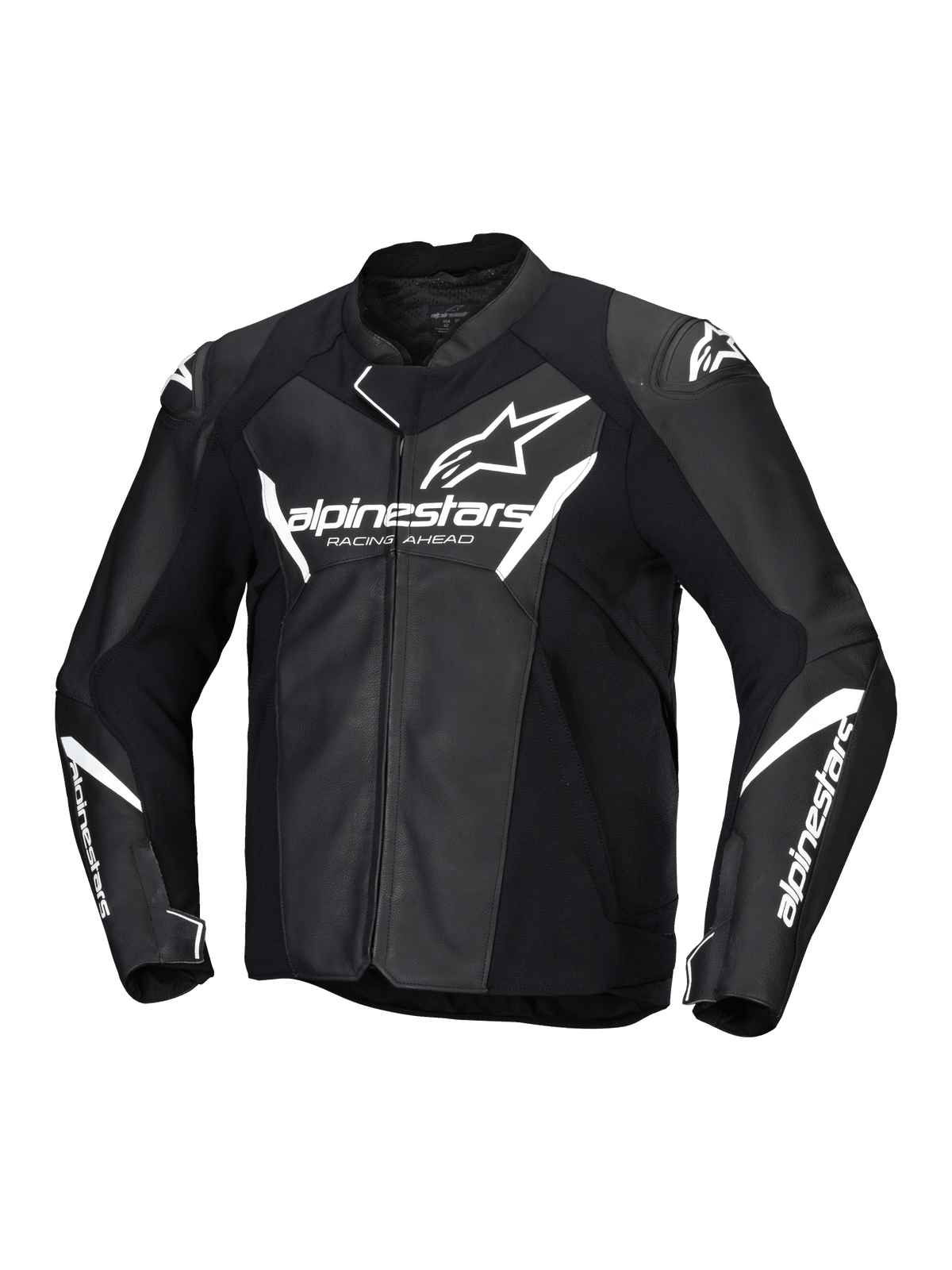 Alpinestars Kurtka Faster V3 Skórzana, męska motocyklowa kurtka sportowa, czarno-biała, certyfikat CE klasy AA, konstrukcja ze skóry i elastyczne wstawki HRSF