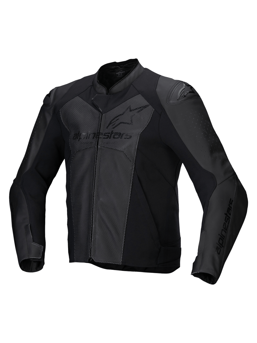 Alpinestars Skórzana Kurtka Faster V3 Airflow, męska sportowa kurtka motocyklowa, czarna, z perforowanymi panelami i ochraniaczami ramion