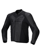 Alpinestars Skórzana Kurtka Faster V3 Airflow, męska sportowa kurtka motocyklowa, czarna, z perforowanymi panelami i ochraniaczami ramion