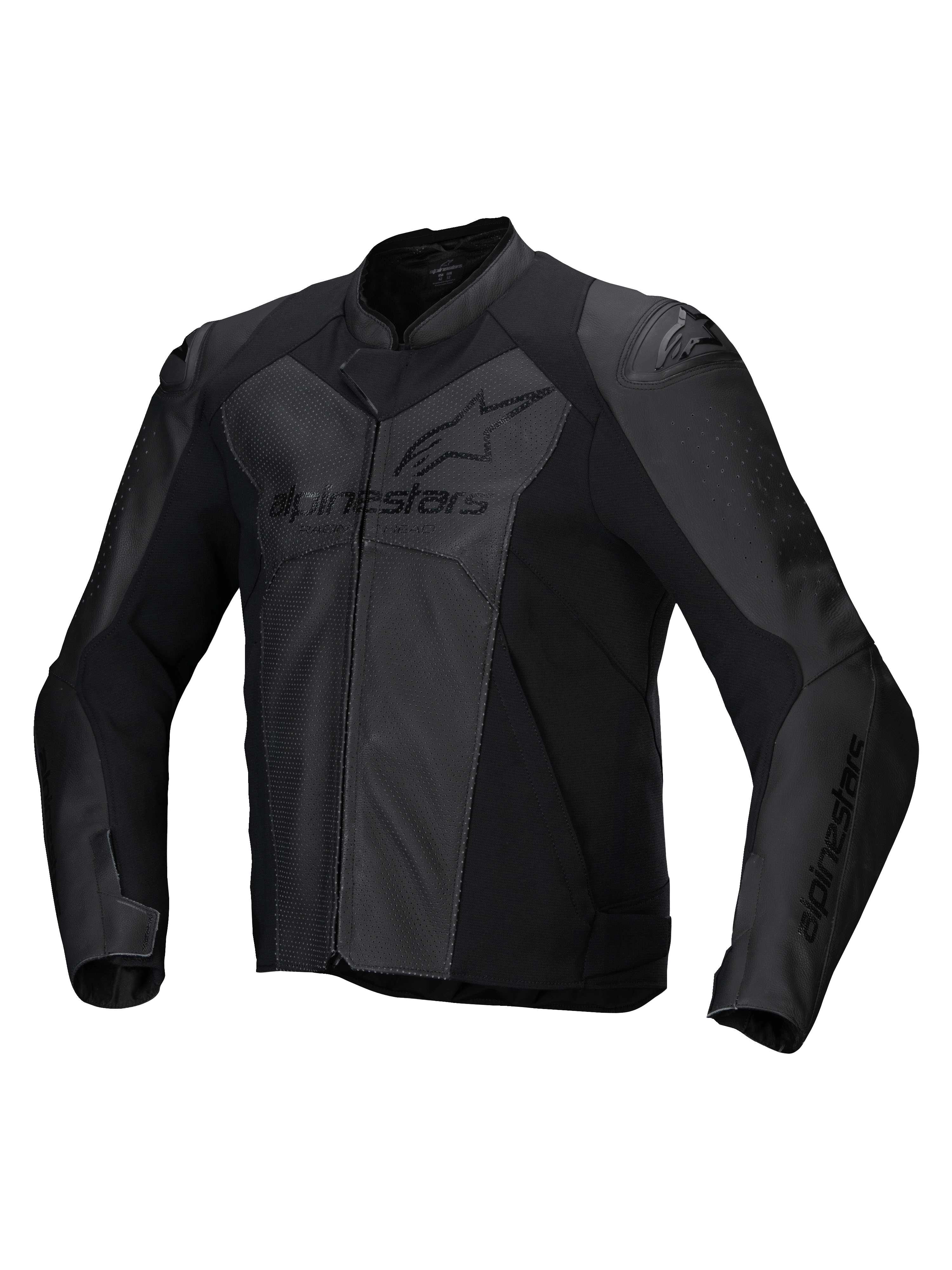 Alpinestars Skórzana Kurtka Faster V3 Airflow, męska sportowa kurtka motocyklowa, czarna, z perforowanymi panelami i ochraniaczami ramion