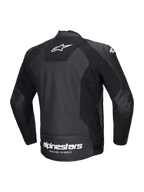 Alpinestars Faster V3 Airflow, męska skórzana kurtka motocyklowa, tył, czarna i biała, certyfikowana CE, z panelami stretch HRSF i perforowaną skórą