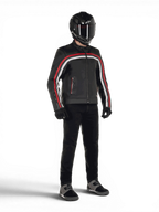 Alpinestars Dyno Leather Jacket, black and ruby red bovine leather, urban motorcycle gear for men, Tech-Air ready.