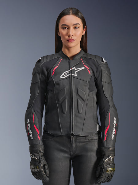 Alpinestars ブラックレザー ツナギ　女性40サイズ2PC Woman Stella Dusk Leather Jacket - BLACK RACING/SPORT