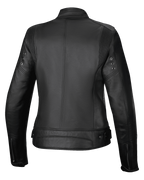 Alpinestars Stella Dyno Leather Jacket, damska kurtka motocyklowa miejska, widok z tyłu, czarna i ciemnoszara, konstrukcja z wysokiej jakości skóry bydlęcej