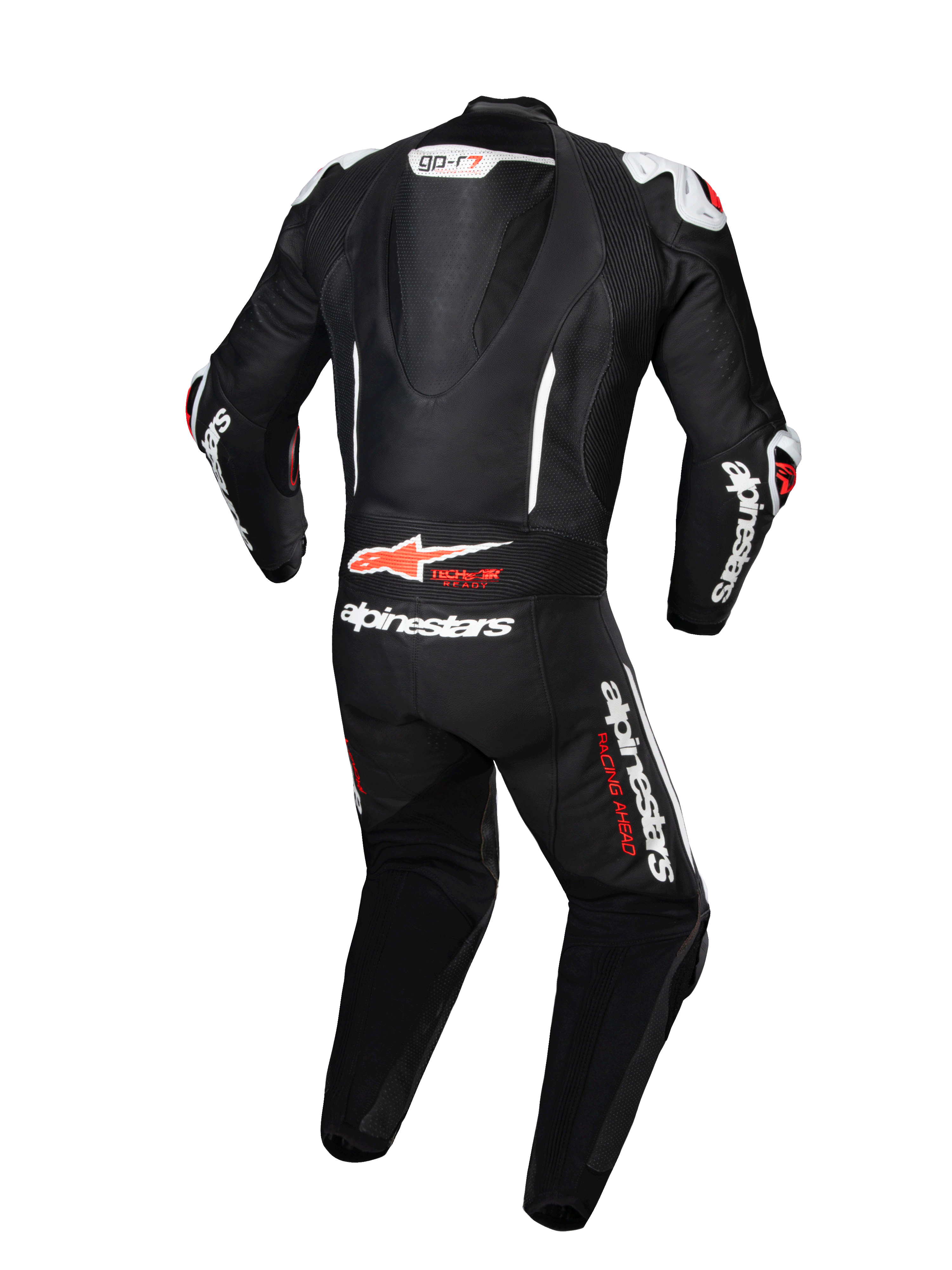 Skórzany kombinezon Alpinestars GP-R7 1 sztuka, wyścigowy, męski, czarny i biały, z garbem aerodynamicznym, Tech-Air Ready