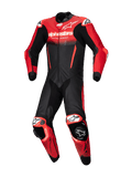 Alpinestars GP-R7 1 sztuka, męski skórzany kombinezon wyścigowy, czarny i czerwony, skóra bydlęca, certyfikat CE AAA