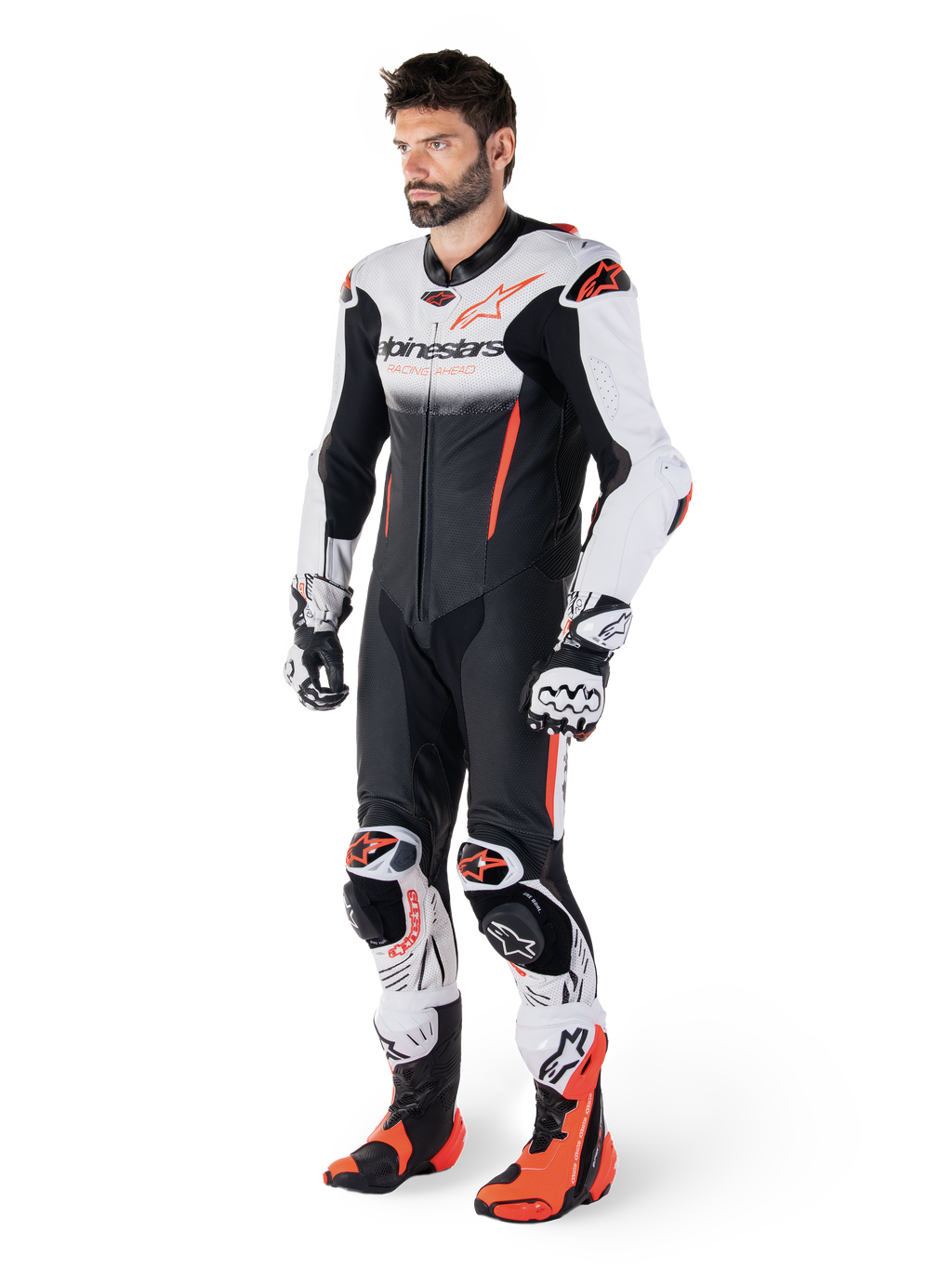 Alpinestars GP-R7 1-Piece Leather Suit, męski kombinezon motocyklowy, biało-czarny, skórzany, certyfikat AAA, model