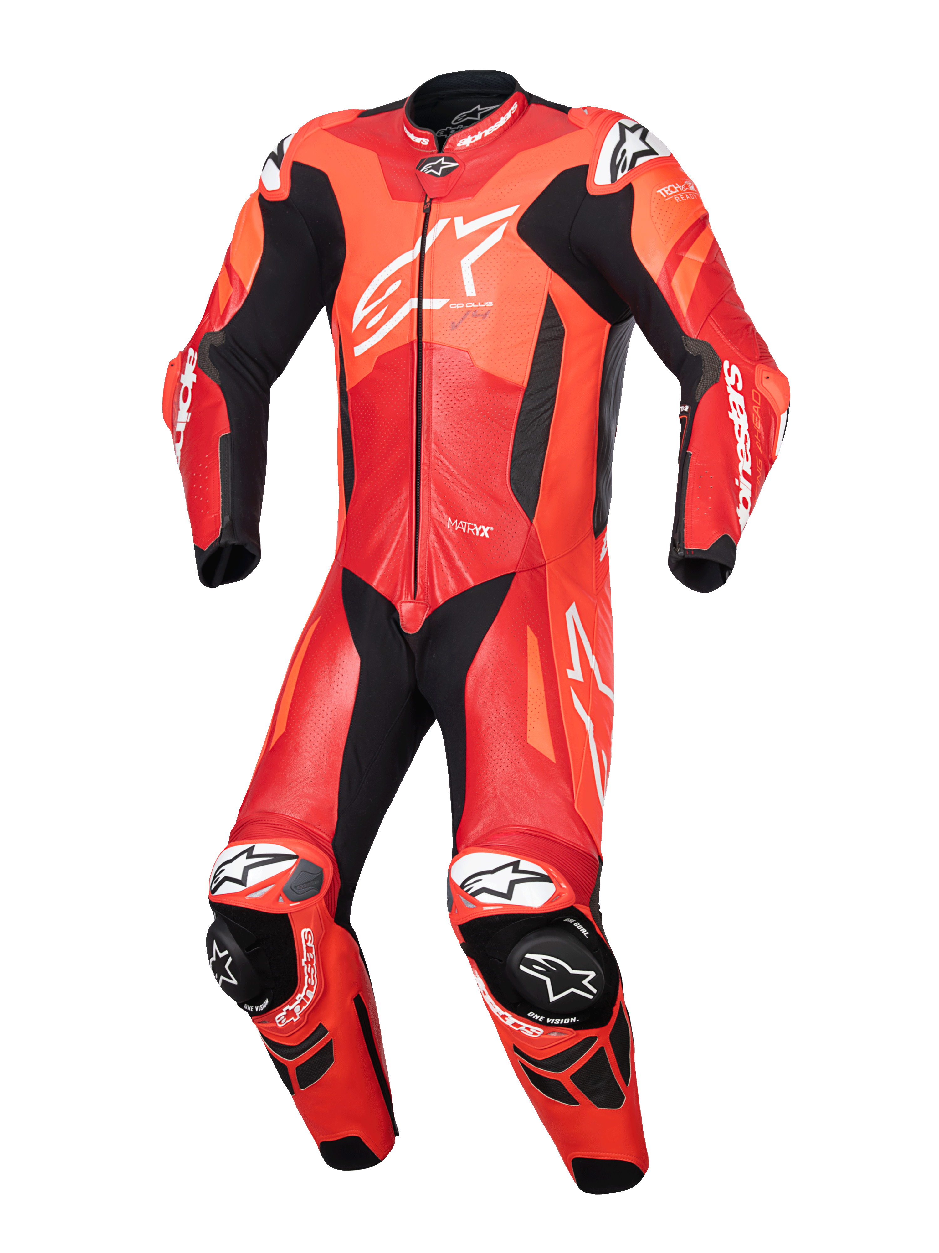 Alpinestars skórzany kombinezon GP Plus V4 Sprint 1 Sztuka, męski wyścigowy kombinezon motocyklowy, czerwony i biały, perforowana skóra premium, certyfikat AAA