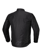 Alpinestars T-SPS V2 Wodoodporna Kurtka, męska tekstylna kurtka motocyklowa, czarna, widok z tyłu z detalami odblaskowymi i wydłużonym tyłem