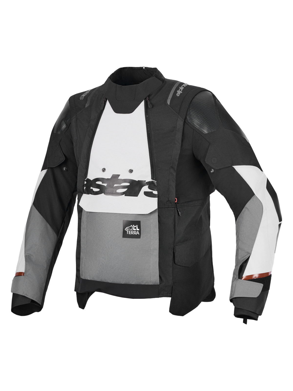 Alpinestars Harok V2 Drystar Kurtka, przygodowa kurtka motocyklowa w kolorze ciemnoszarym, jasnoszarym i czarnym, z wodoodporną konstrukcją z materiału tekstylnego oraz certyfikowanymi ochraniaczami CE