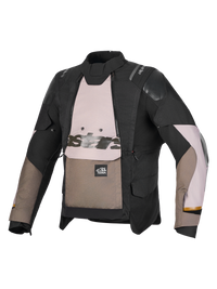 Alpinestars Harok V2 Drystar Jacket, Adventure Motorcycle Textile Jacket, Aluminum, Walnut, and Black, featuring Drystar waterproof protection, CE certified armor, and asymmetrical front construction