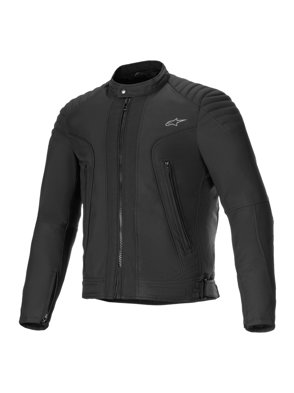 Kurtka Alpinestars Clayton Water Resistant, męska miejska kurtka motocyklowa, czarna, wodoodporna, pikowane detale na ramionach, certyfikowana CE
