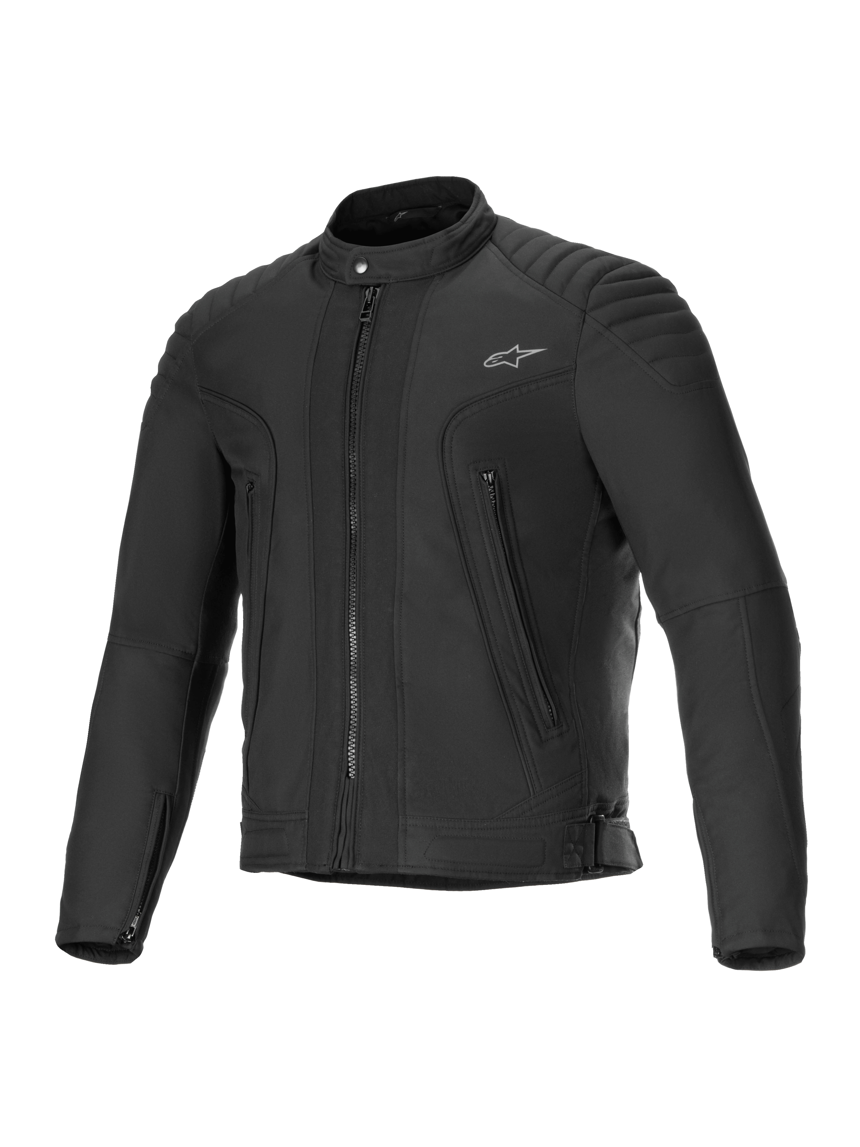 Kurtka Alpinestars Clayton Water Resistant, męska miejska kurtka motocyklowa, czarna, wodoodporna, pikowane detale na ramionach, certyfikowana CE