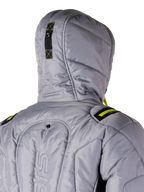 Alpinestars Mohobbs Waterproof Jacket, Motorcycle Jacket, Lunar Gray and Lime Punch, quilted bomber design with padded insulation, streetwear-inspired protective riding gear with Tech-Air compatibility