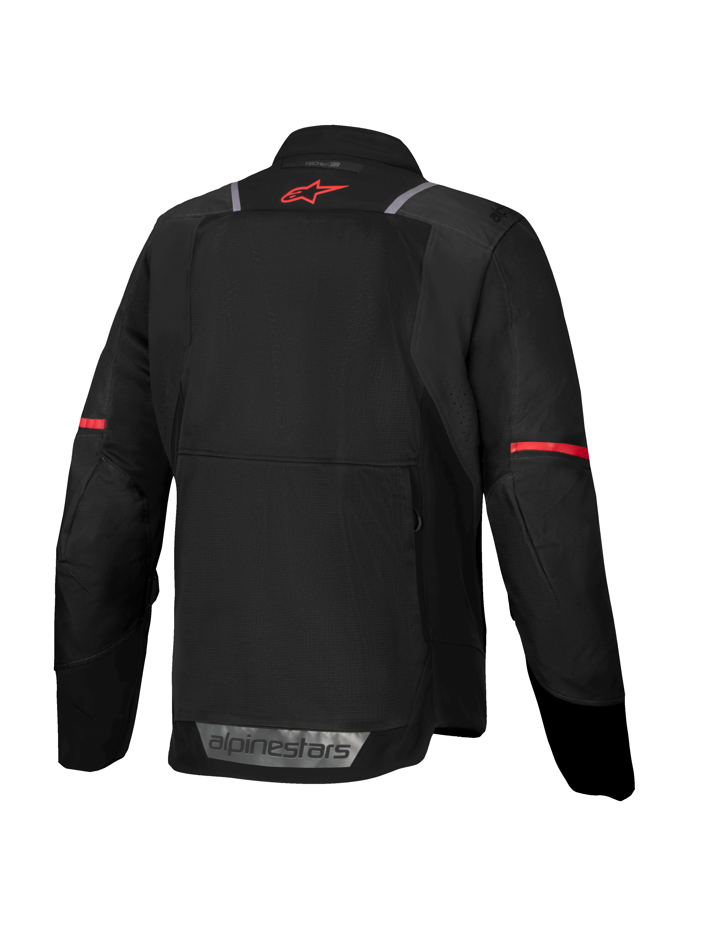 Alpinestars ST-2 Air Jacket, Men's Motorcycle Touring Jacket, Black and Red, featuring high-flow mesh back panels, Tech-Air compatibility, and reflective safety accents.