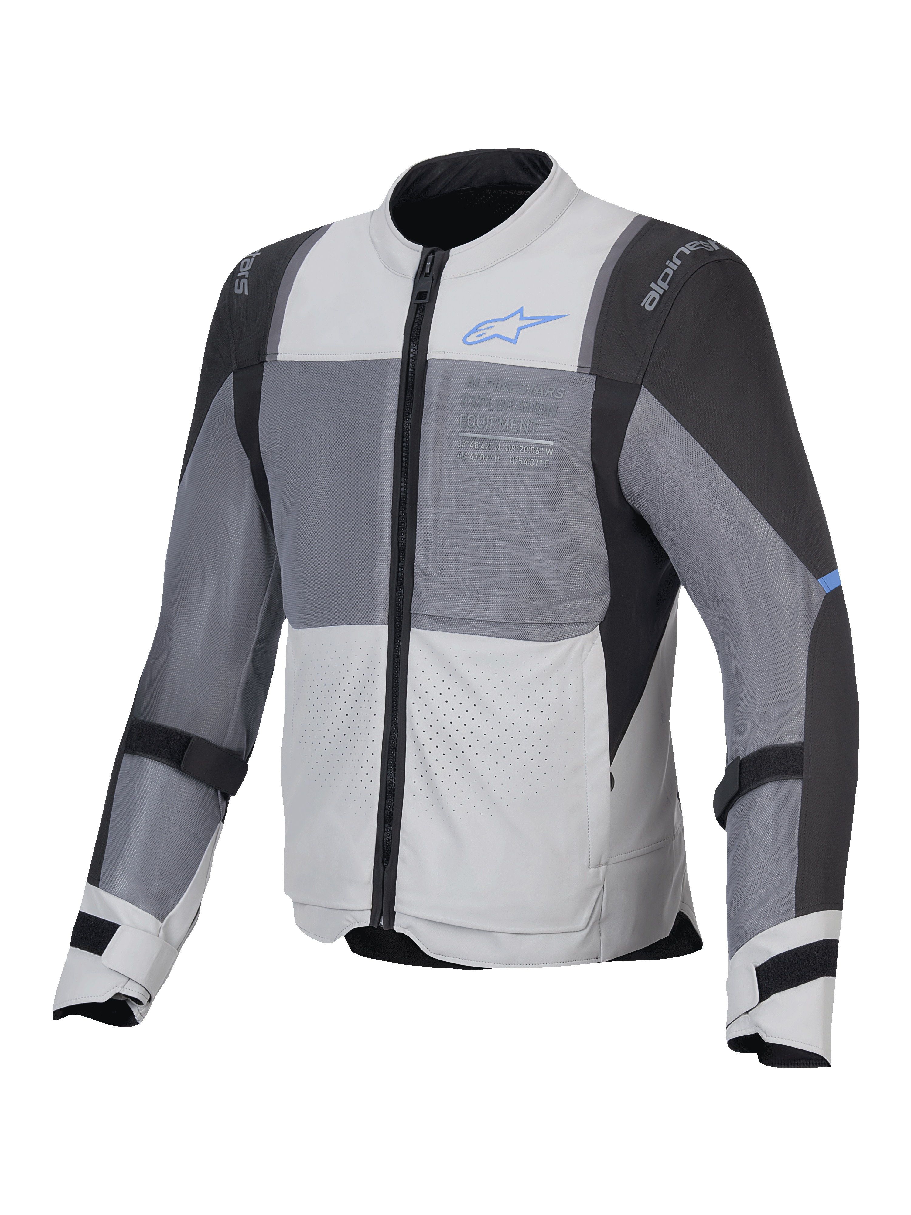 Alpinestars Kurtka ST-2 Air, męska turystyczna kurtka motocyklowa, lodowoszara, ciemnoszara i czarna, certyfikat CE poziomu AA z panelami wentylacyjnymi z siatki i ochraniaczami Nucleon Flex Plus