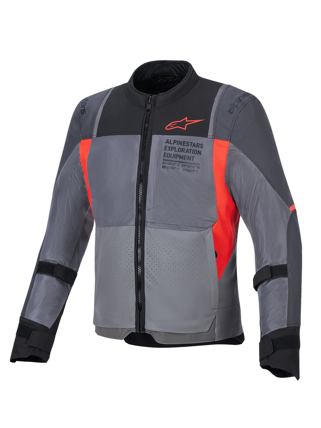 Kurtka Alpinestars ST-2 Air, męska tekstylna kurtka motocyklowa touring, szara i czerwona, wentylowane panele z siatki, certyfikat CE AA.