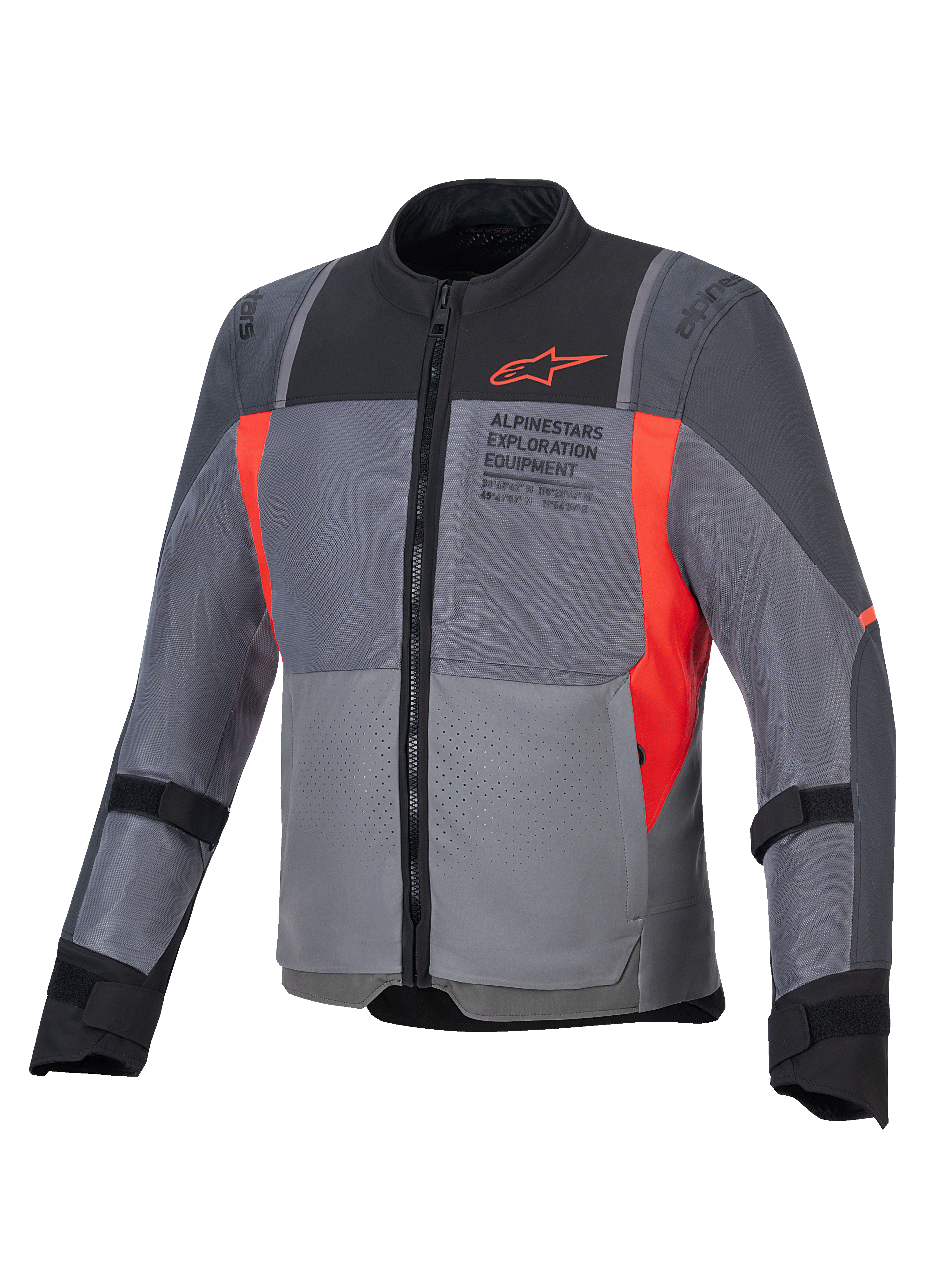 Kurtka Alpinestars ST-2 Air, męska tekstylna kurtka motocyklowa touring, szara i czerwona, wentylowane panele z siatki, certyfikat CE AA.