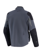 Alpinestars Maxdura Drystar®XF Laminated Armored Shell, Technical Adventure Motorcycle Jacket, Deep Gray and Black, back view featuring reinforced shoulder and elbow panels, small A-star logo on upper back, and vertical branding on the sleeve.