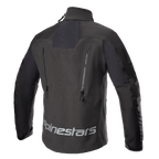 Alpinestars Hyde XT Drystar® XF Jacket, kurtka motocyklowa, czarna, widok z tyłu z dużym odblaskowym logo Alpinestars w dolnej części pleców, dwa pionowe otwory wentylacyjne z zamkami oraz teksturowane panele ripstop