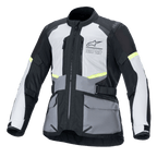 Alpinestars Andes Air Drystar Jacket, motorcycle touring jacket in Ice Gray, Dark Gray, and Black, featuring 2D mesh ventilation, CE certification, and Tech-Air compatibility