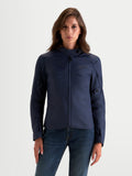 Alpinestars Stella C-1 Waterproof Jacket, women's urban motorcycle jacket in mood indigo blue, front view on a model wearing waterproof textile riding apparel