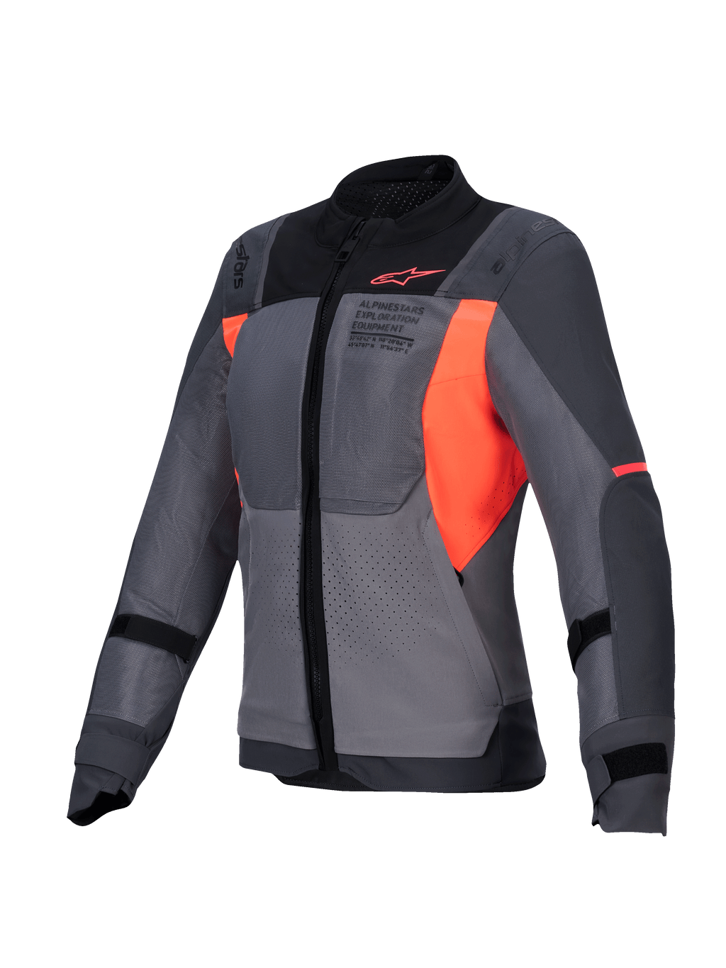 Alpinestars Kurtka Stella ST-2 Air, damska turystyczna kurtka motocyklowa z siatki, szara i ciemnoszara z akcentami w kolorze fluo coral, certyfikowana CE klasy AA, z wysokowydajną wentylacją
