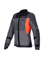 Alpinestars Kurtka Stella ST-2 Air, damska turystyczna kurtka motocyklowa z siatki, szara i ciemnoszara z akcentami w kolorze fluo coral, certyfikowana CE klasy AA, z wysokowydajną wentylacją