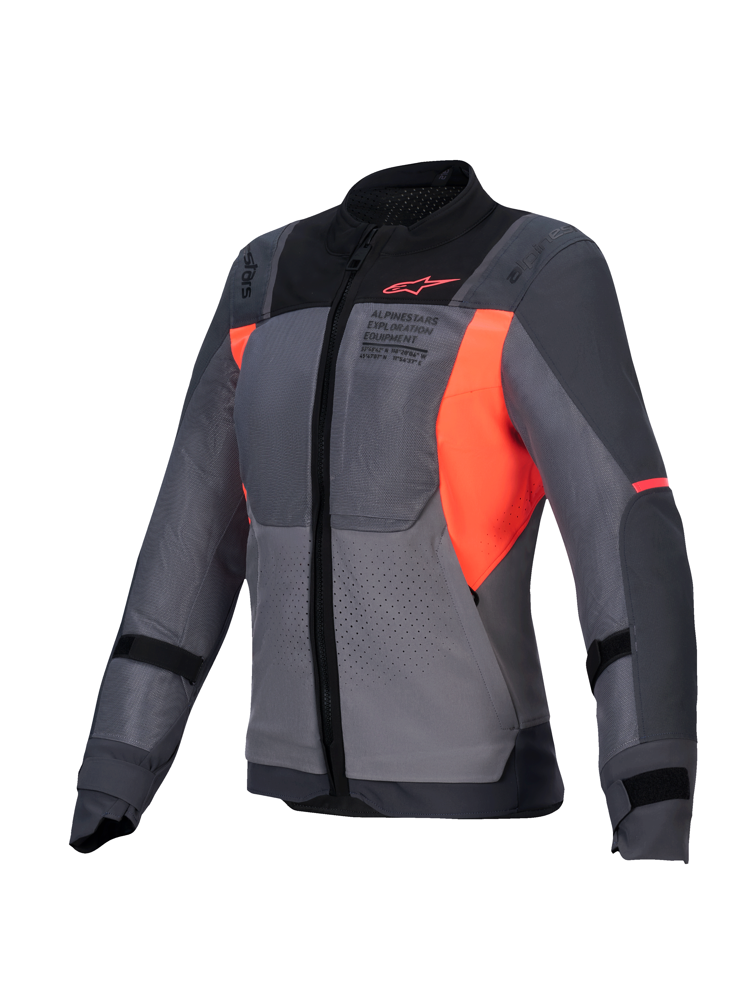 Alpinestars Kurtka Stella ST-2 Air, damska turystyczna kurtka motocyklowa z siatki, szara i ciemnoszara z akcentami w kolorze fluo coral, certyfikowana CE klasy AA, z wysokowydajną wentylacją