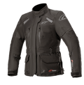 Alpinestars Stella Andes V3 Drystar Jacket, damska kurtka motocyklowa turystyczna, czarna i ciemnoszara, wodoodporna konstrukcja tekstylna, z wieloma kieszeniami cargo i piersiowymi, regulowanym pasem w talii, wysokim kołnierzem oraz odblaskowymi elementami dla ochrony w każdych warunkach pogodowych
