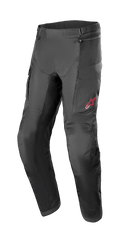 Alpinestars Andes Air Drystar Pant - Short Length, czarne spodnie motocyklowe turystyczne, panele wentylacyjne z siatki, wzmocniona ochrona kolan, kieszenie cargo, małe czerwone logo na lewym udzie, regulowane paski w talii