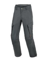 Alpinestars Borrego Drystar® Pants, motocyklowe spodnie adventure, antracytowe, o wyglądzie woskowanego płótna z otworami wentylacyjnymi na udach i kieszeniami cargo, wytrzymała konstrukcja tekstylna ze wzmocnionymi panelami na kolanach