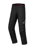 Alpinestars Honda ST-1 Waterproof Pants, motocyklowe spodnie turystyczne, czarne z czerwonymi detalami wewnątrz, kieszenie cargo na zamek na udach, ergonomiczne, profilowane nogawki ze wzmocnionymi kolanami, tekstylna wodoodporna odzież typu adventure