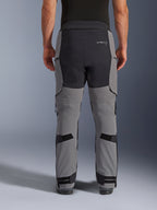 Alpinestars Andes Pro Drystar® XF Pants, Adventure Motorcycle Pants, Dark Gray and Black, back view highlighting black seat panel with logo, adjustable straps on the calves and ankles, rugged technical design for adventure touring.